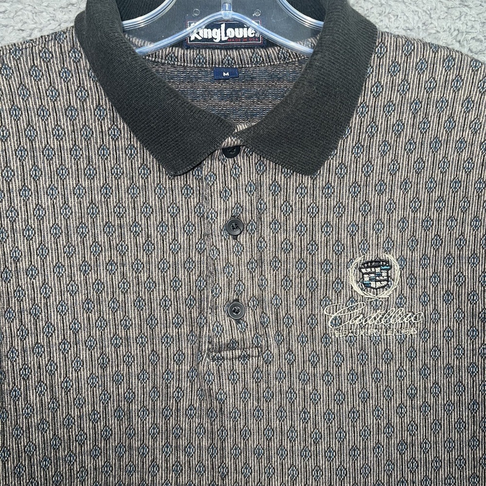 VTG King Louie x Cadillac Shirt Men's Size M Brown Geometric Luxury Leader Golf
